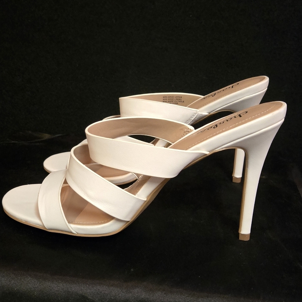 Charles David Strappy High Heel Mules in White